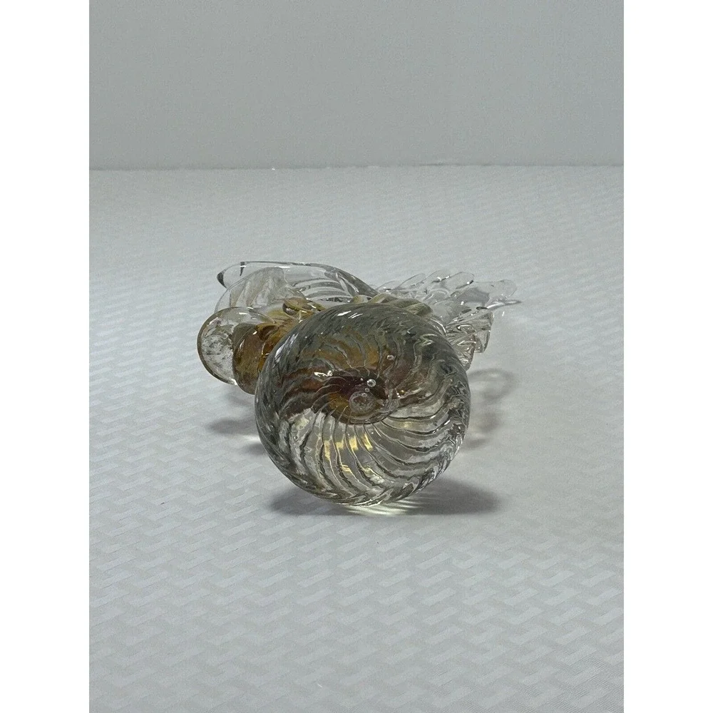 VINTAGE‎ ART GLASS GOLD & WHITE FISH FIGURE/STATUE- 8 1/4”
